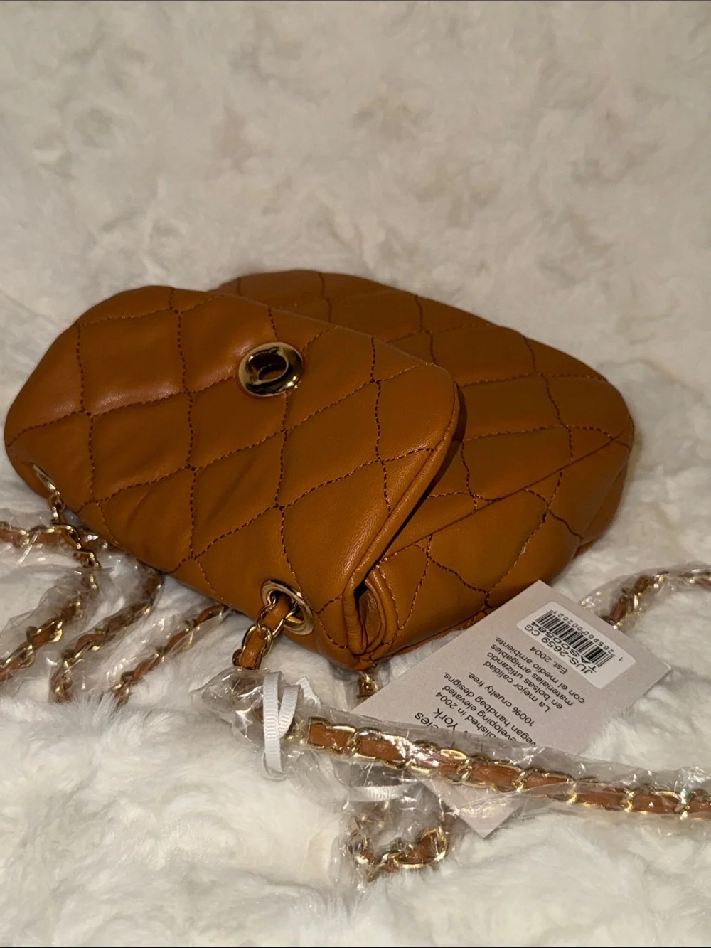 Alyssa Quilted Crossbody Bag in Cognac
